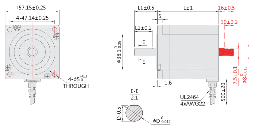 57步進電機外形尺寸圖 57步進電機外形尺寸圖